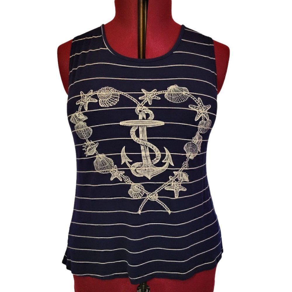 Hi-Beam Women's Sleeveless Nautical Striped Top (Size M)